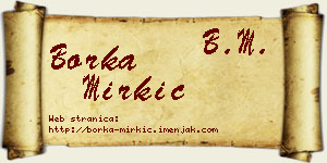 Borka Mirkić vizit kartica